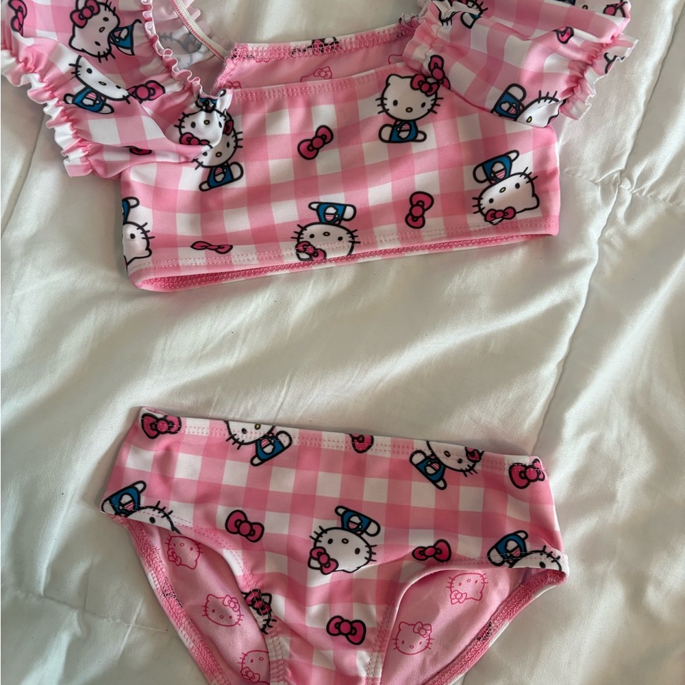 Pink Checkered Hello Kitty Bikini Set